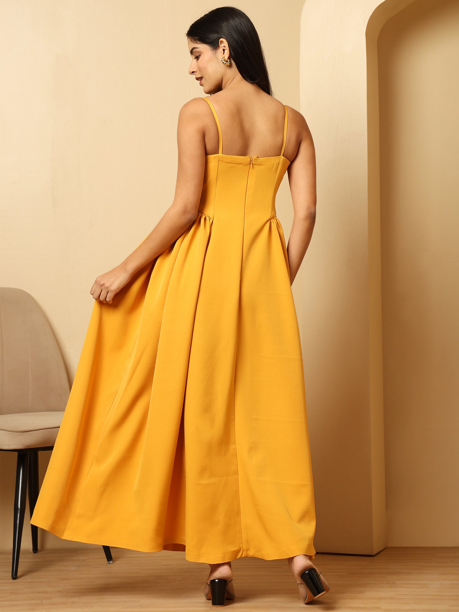 Yellow Styish Midi Dress