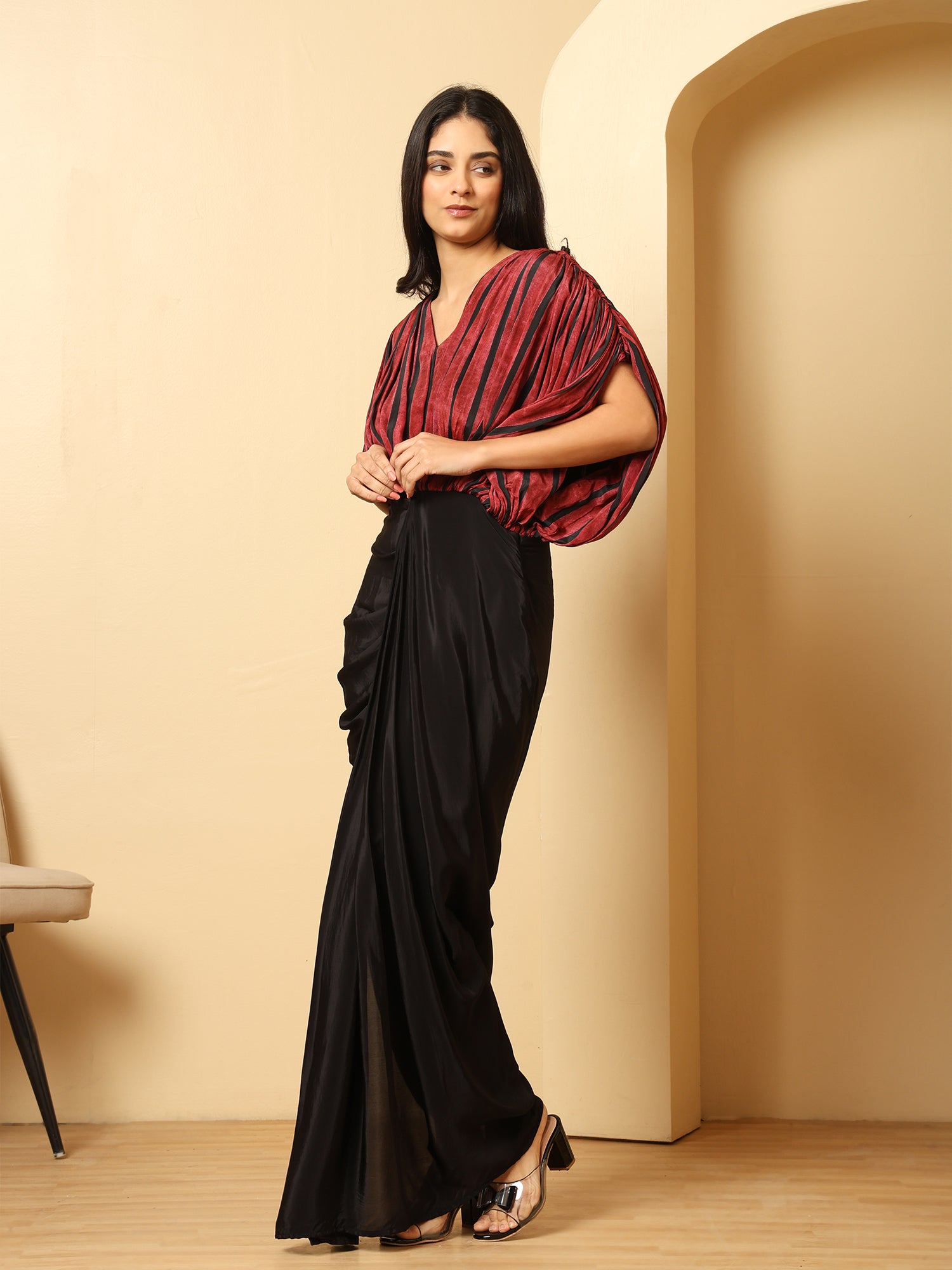 Black Drape Attached Dress