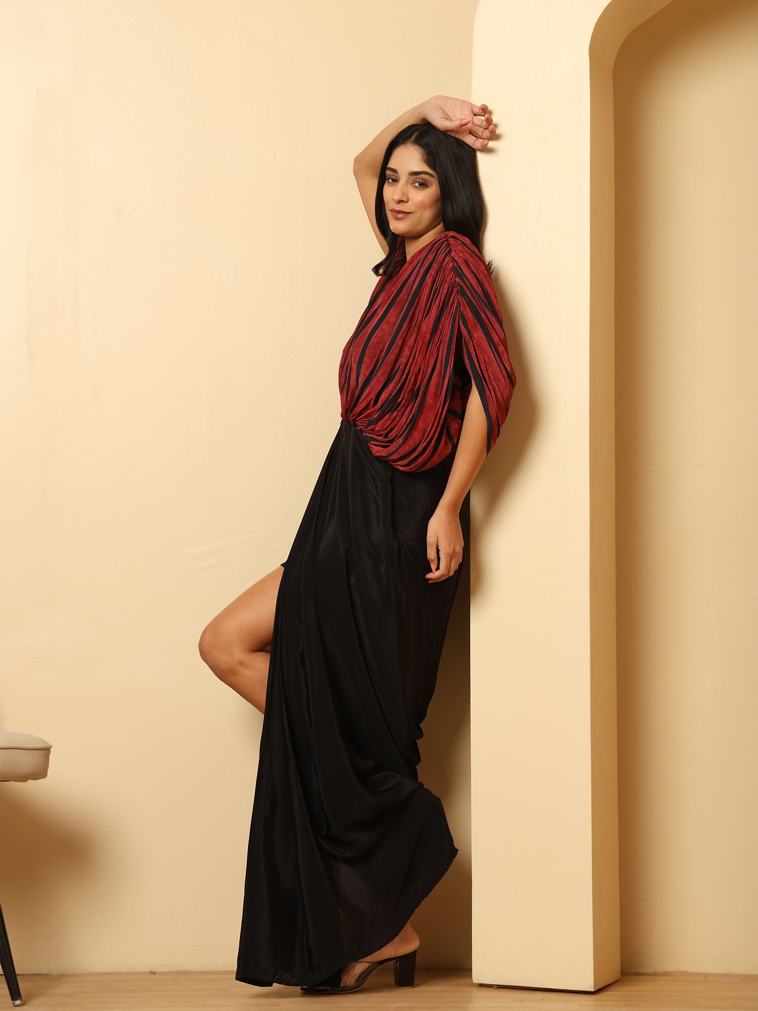 Black Drape Attached Dress