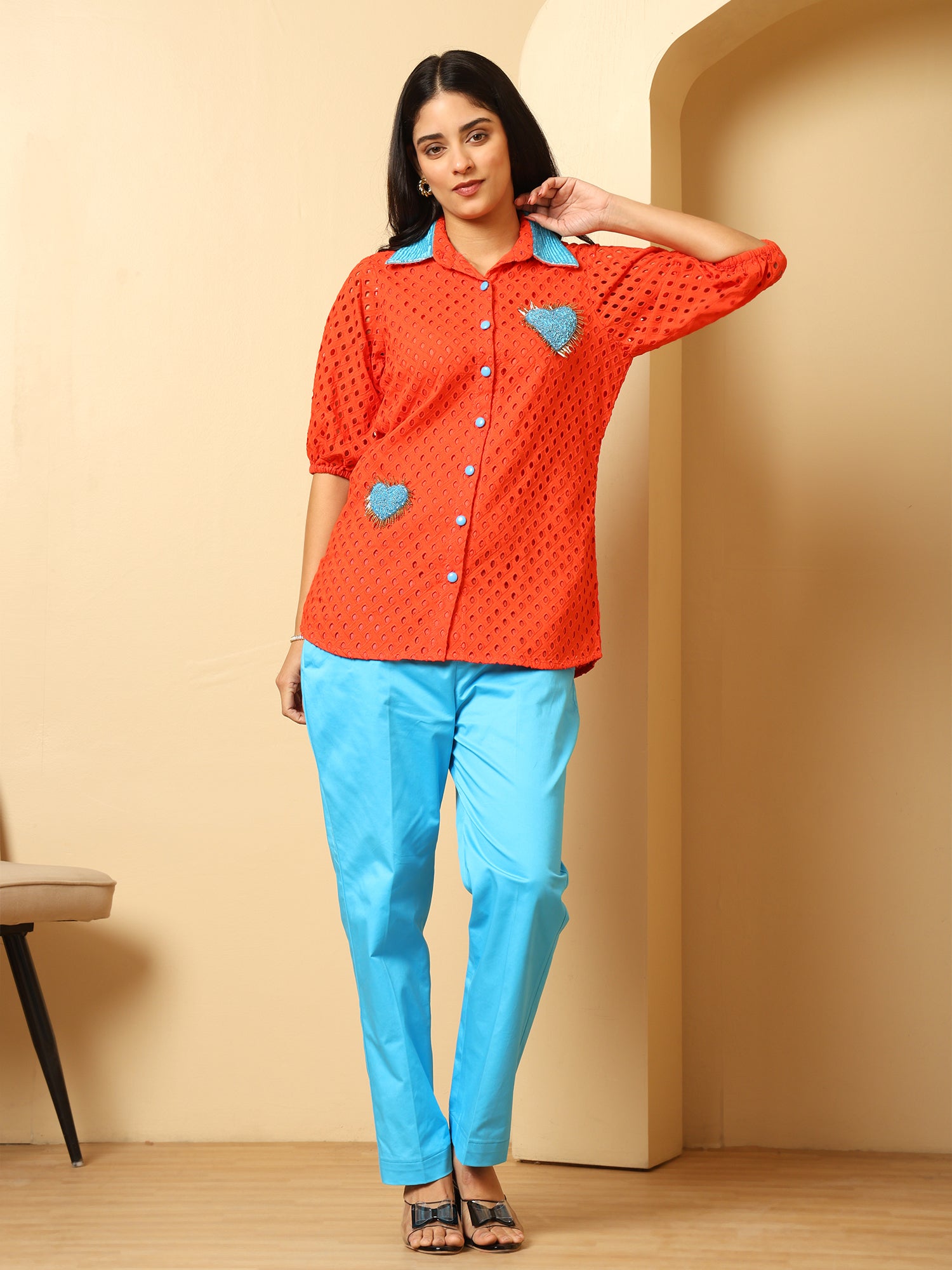 Blue Heart Red Co-ord ( set of 2)