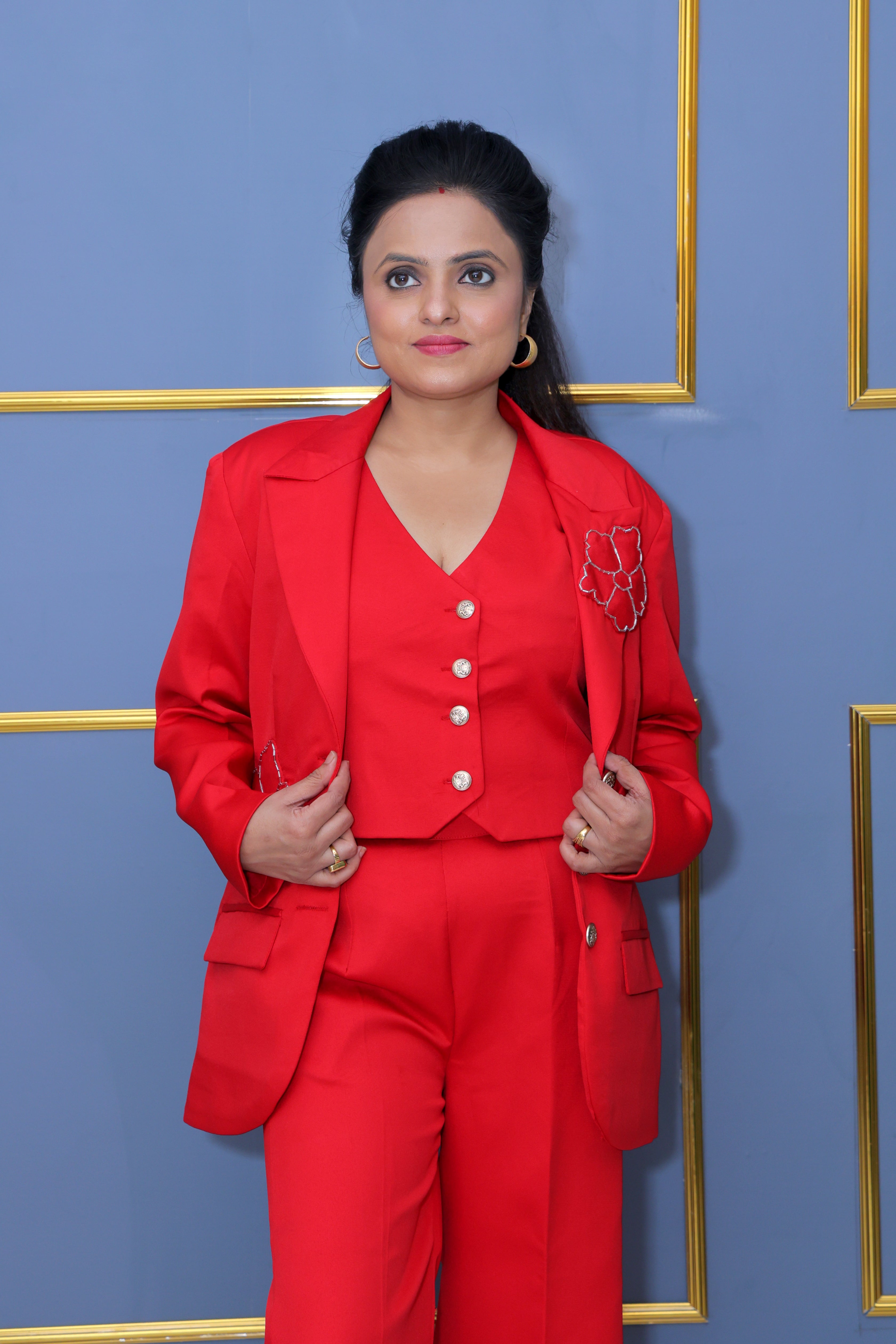 Red Power Three-Piece Crepe Set – Bold Classy & Unapologetically Elegant
