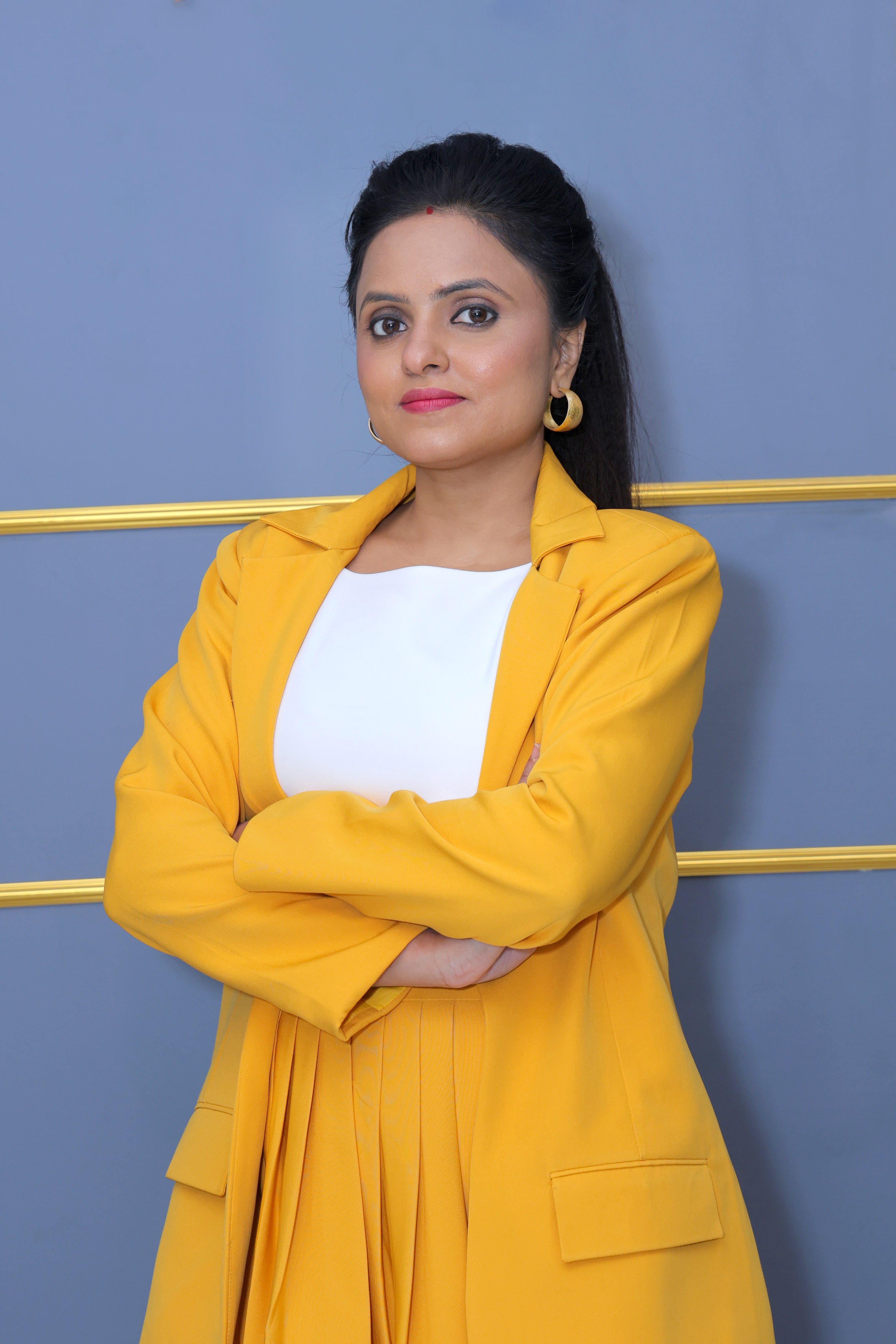 Sunshine Yellow Three-Piece Crepe Set – Effortless Elegance Meets Modern Power