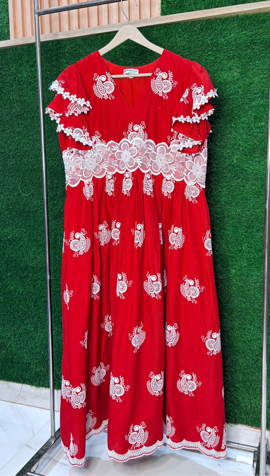 Cotton fabric Chikenkari work with laces