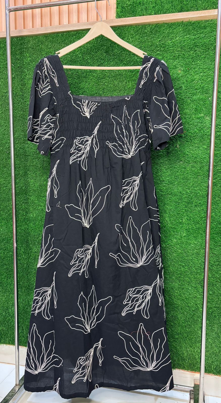 Cotton fabric with hand embroidery dress