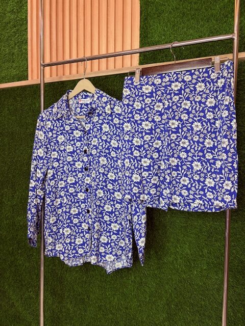 Cotton mix flower print cord set